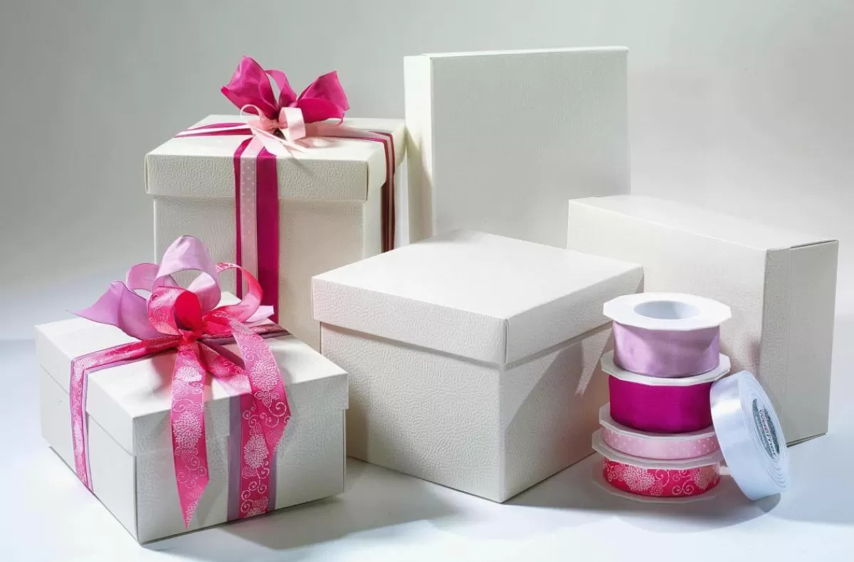 DecoWoerner Gift Boxes 38 X 26 X 10 Cm, Ivory 10 Pieces