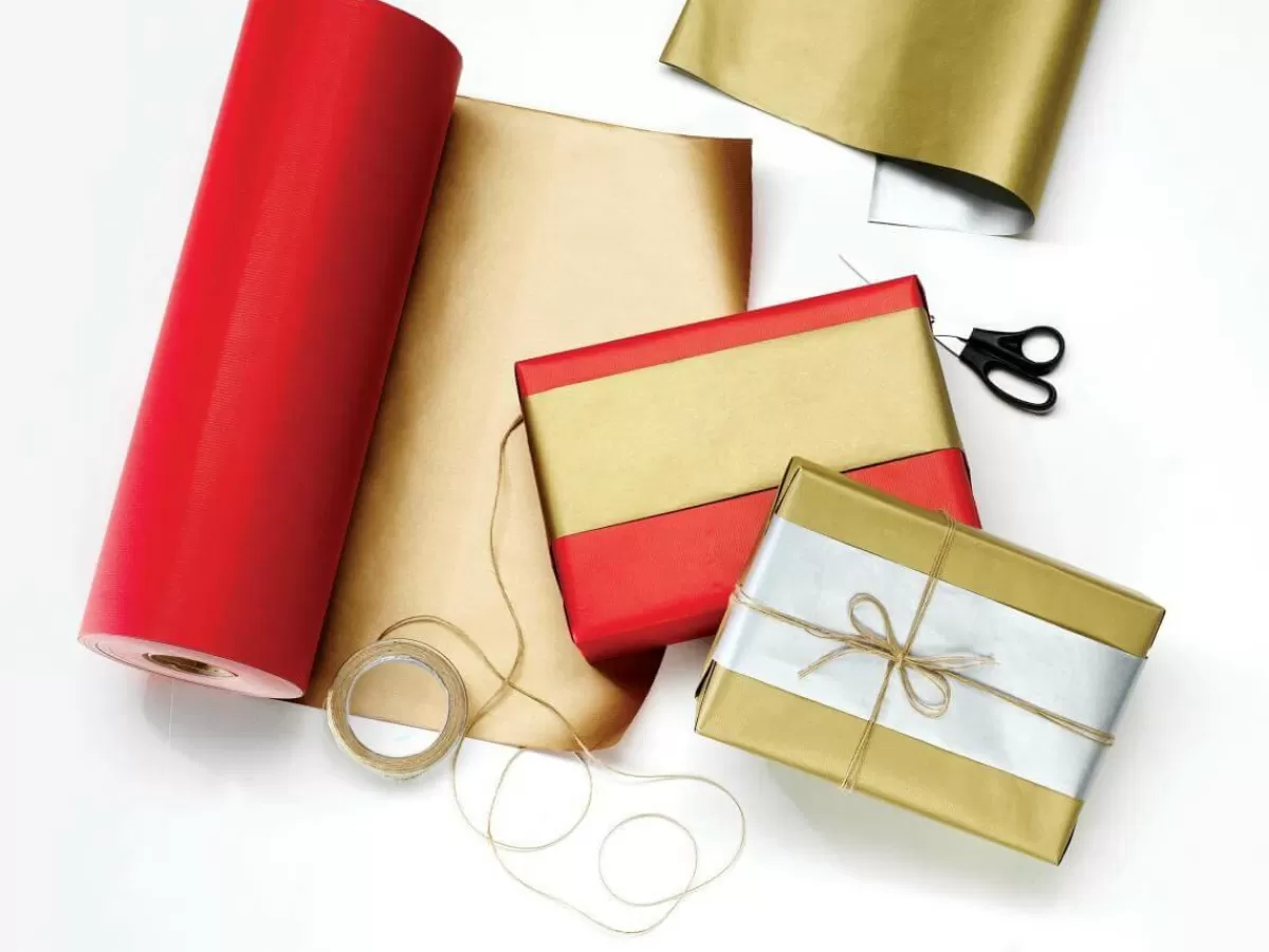 DecoWoerner Gift Paper "Bicolor" Small Rolls Silver , 50 Cm, 100 M