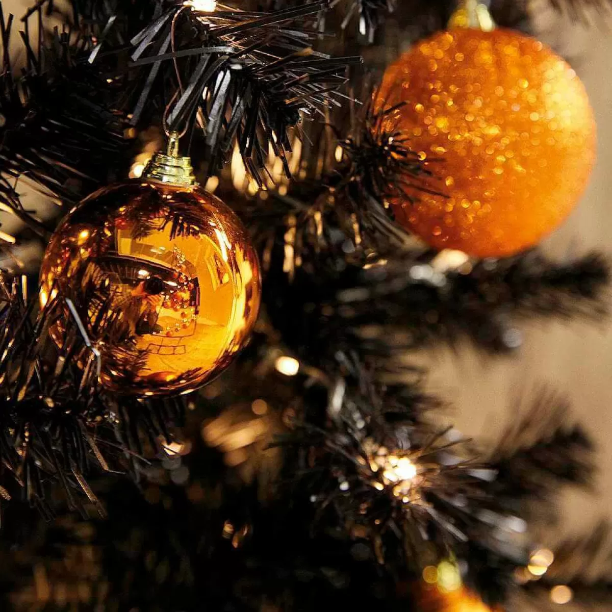 DecoWoerner Glitter Christmas Baubles In Copper Made Of Plastic, 6 Cm Ø - 6 Pieces