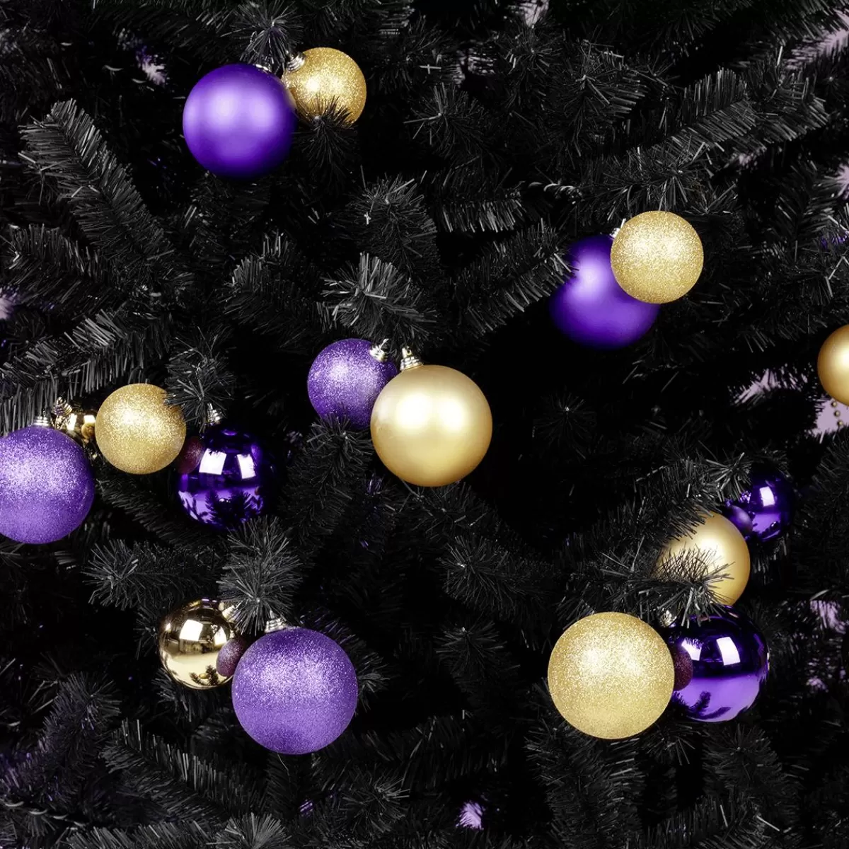 DecoWoerner Glitter Christmas Baubles In Purple Plastic, 6 Cm Ø - 6 Pieces