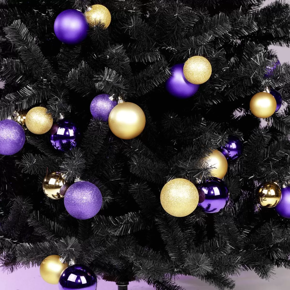 DecoWoerner Glitter Christmas Baubles In Purple Plastic, 6 Cm Ø - 6 Pieces
