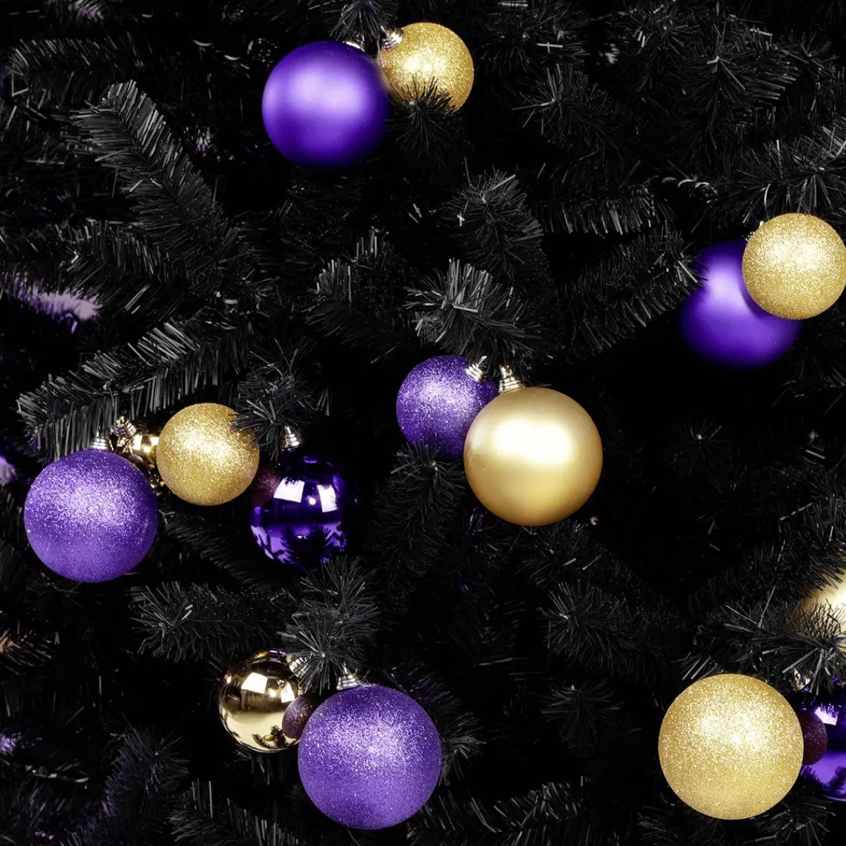DecoWoerner Glitter Christmas Baubles In Purple Plastic, 6 Cm Ø - 6 Pieces