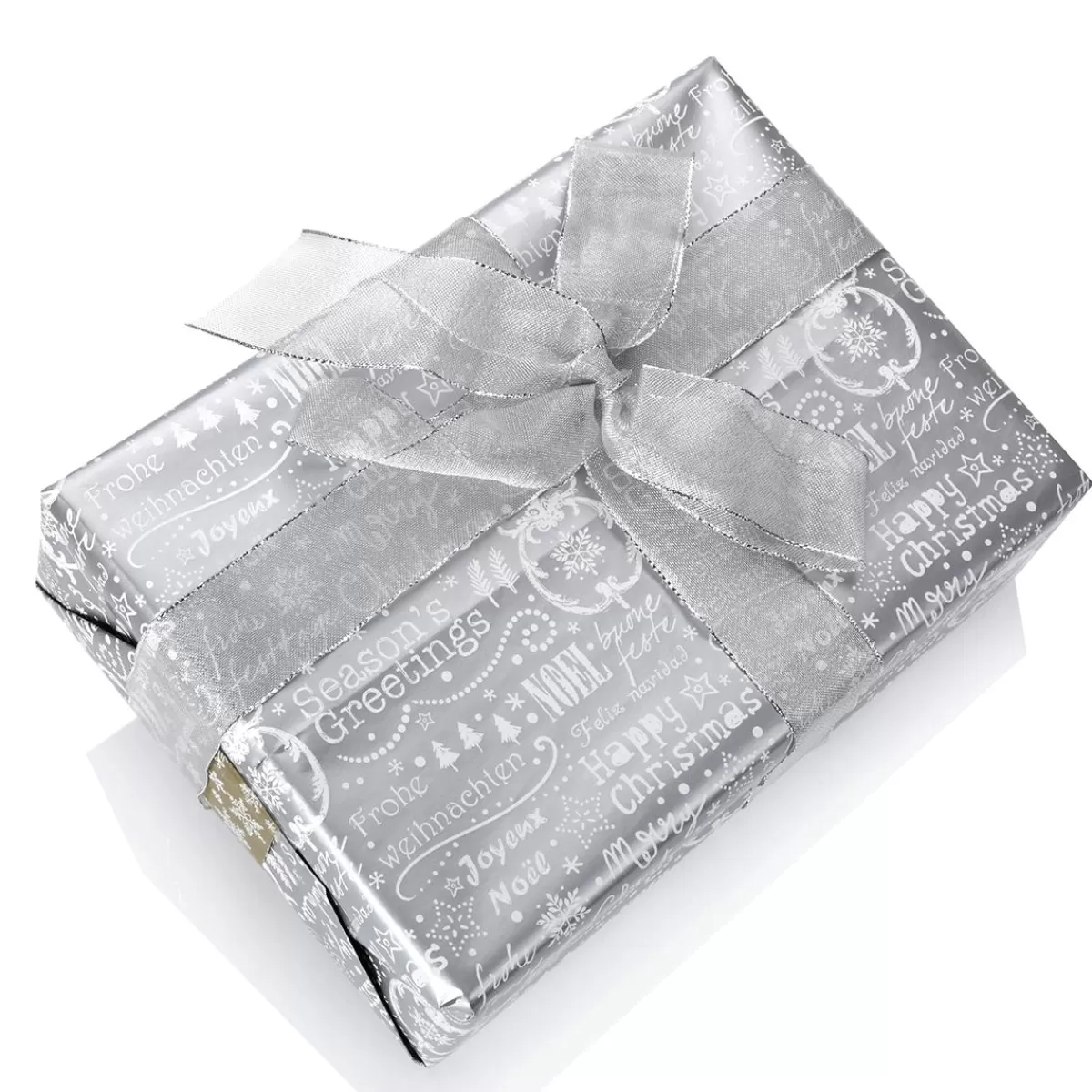 DecoWoerner & Silver Christmas Double Sided Gift Wrapping Paper With Christmas Symbols - 50m Wrapping Paper Roll