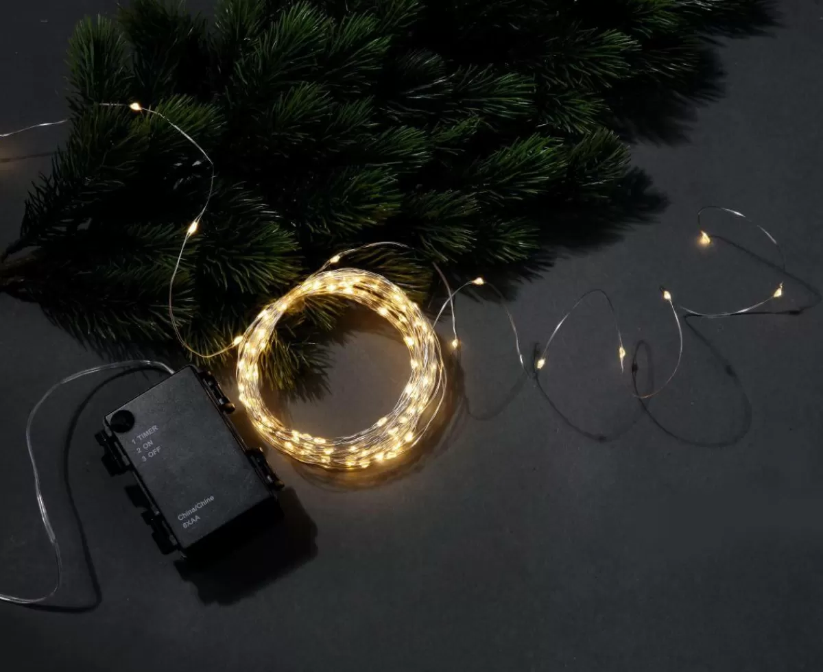 DecoWoerner LED Battery Wire Rope Light For Outdoor Use, 100 LED, 10 M