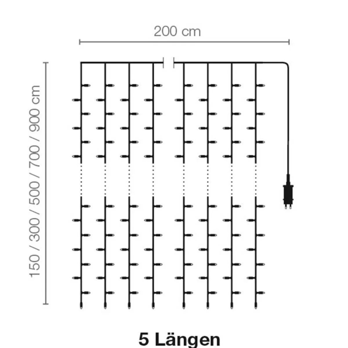 DecoWoerner LED Light Curtain 24V For Outdoor Use, 1160 LED, 700 X 200 Cm