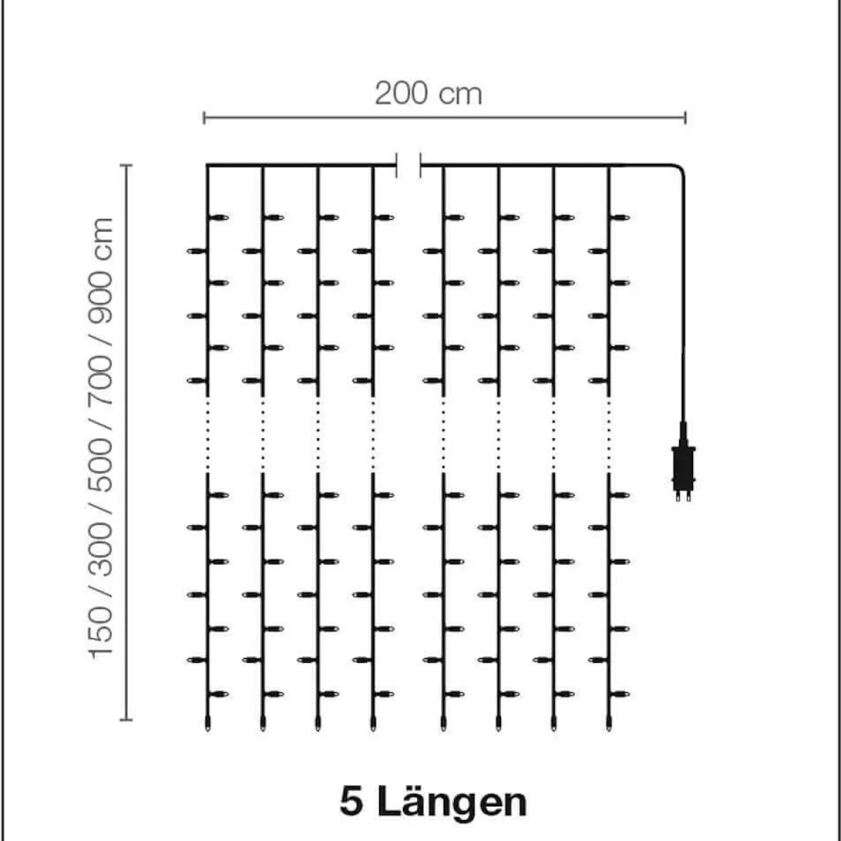 DecoWoerner LED Light Curtain 24V For Outdoor Use, 1500 LED, 720 X 200 Cm