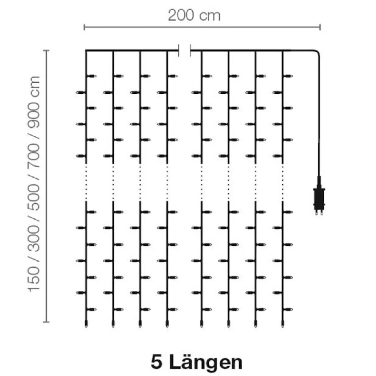DecoWoerner LED Light Curtain 24V For Outdoor Use, 900 LED, 500 X 200 Cm