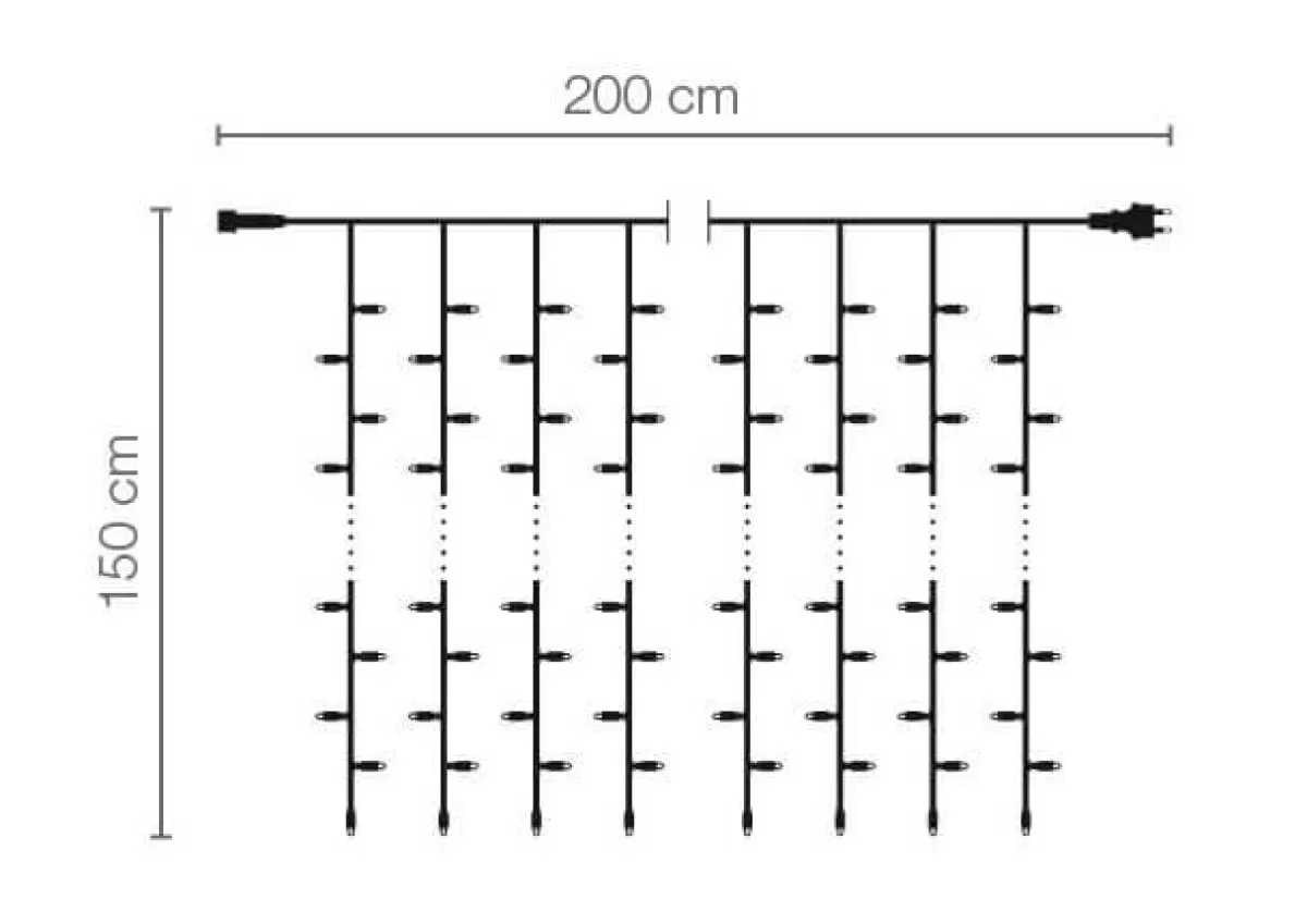 DecoWoerner LED Light Curtain For Outdoor Use, 400 LED, 150 X 200 Cm