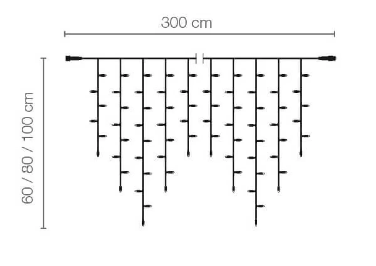 DecoWoerner LED Professional Icicle Light System IP67, 228 LED, 300 X 100 Cm, Without Cable