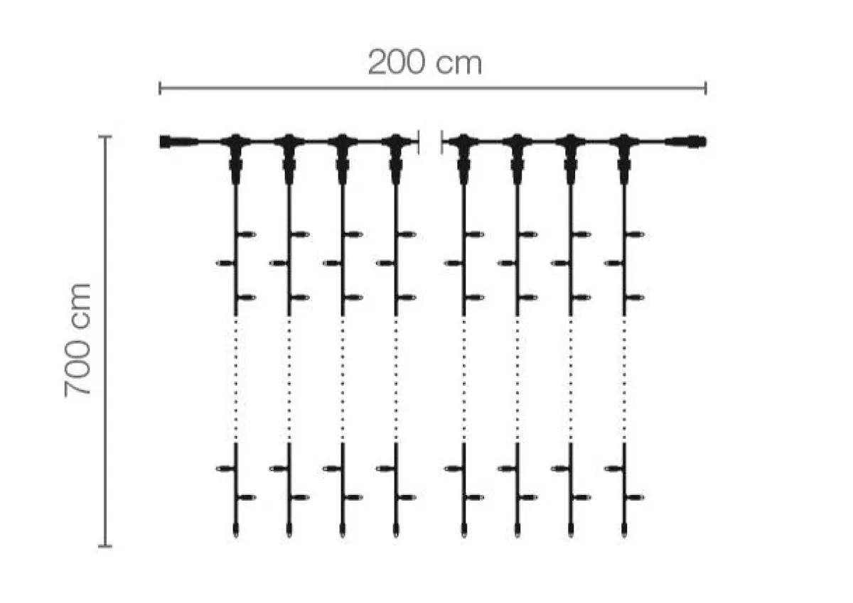 DecoWoerner LED Professional Light Curtain System IP67, 700 Cm Without Supply Line, Black
