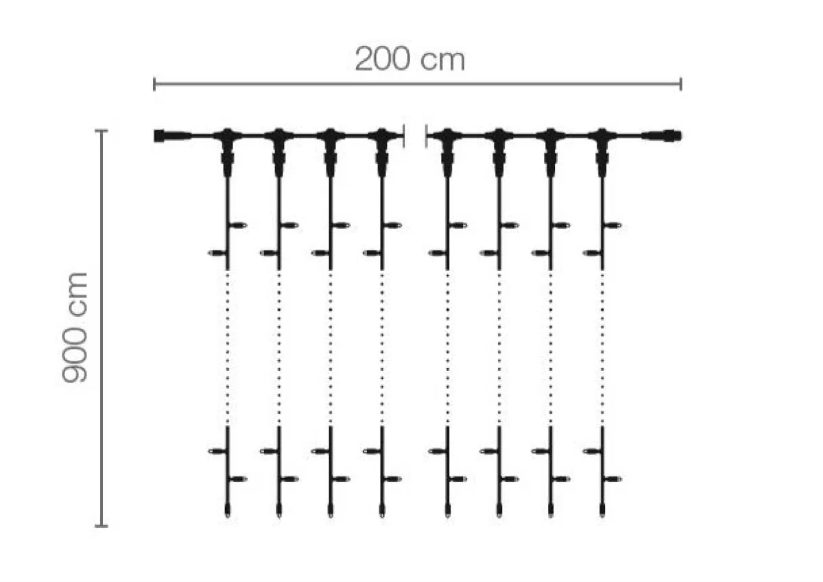 DecoWoerner LED Professional Light Curtain System IP67, 900 Cm Without Supply Line, Black