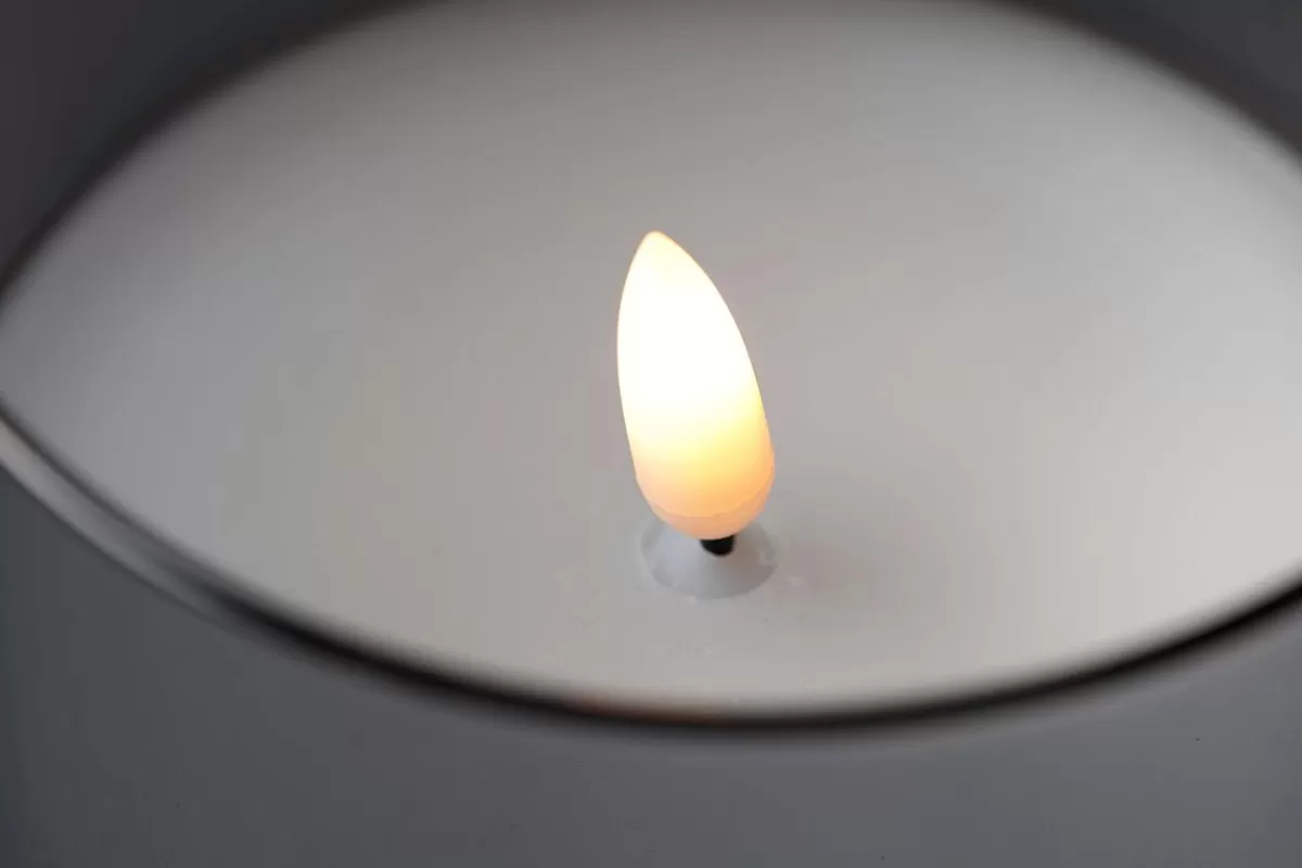 DecoWoerner LED Wax Candle In Smoke Glass 10 X 15 Cm