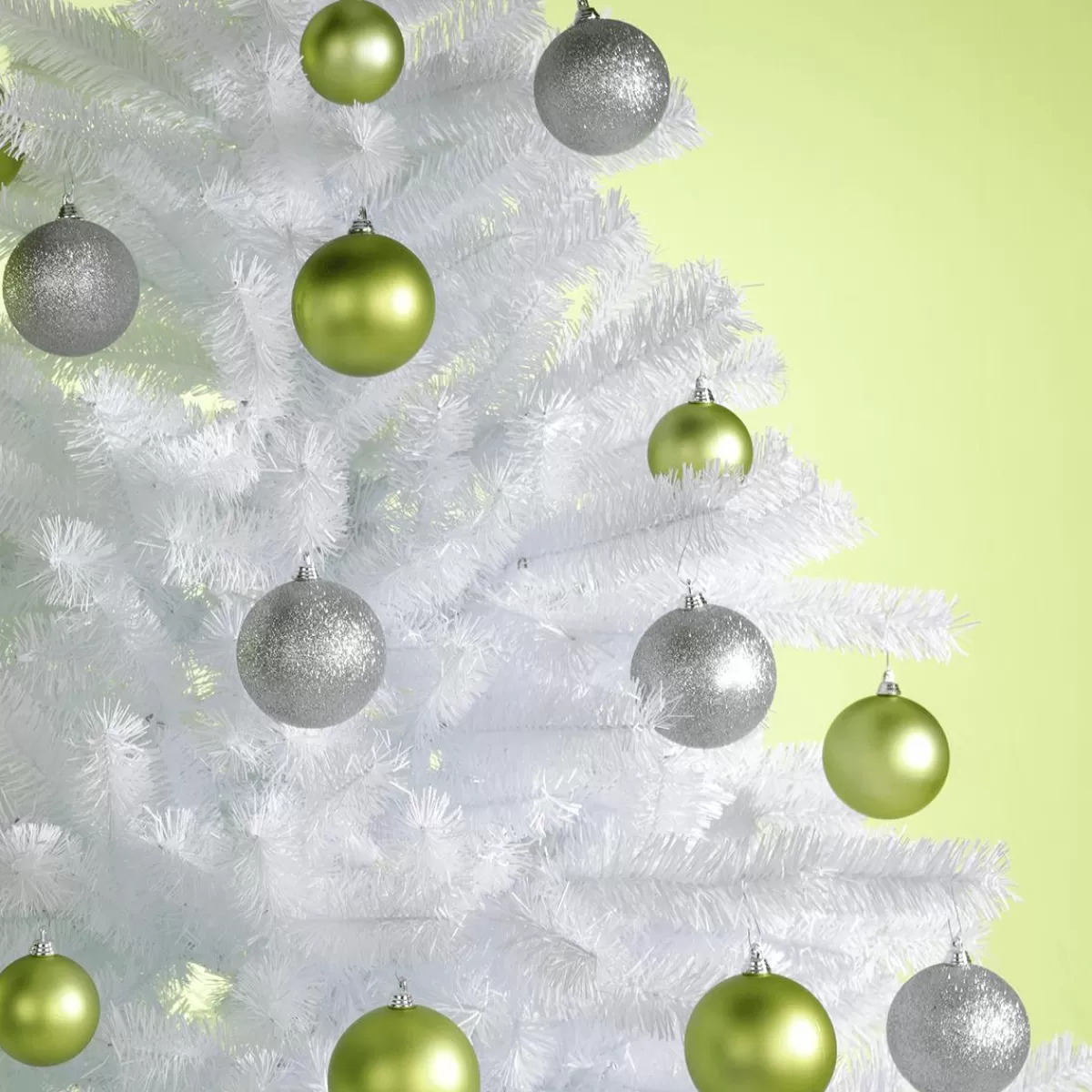 DecoWoerner Lime Matt Plastic Christmas Baubles, Flame Retardant, 6 Cm Ø - 24 Pieces