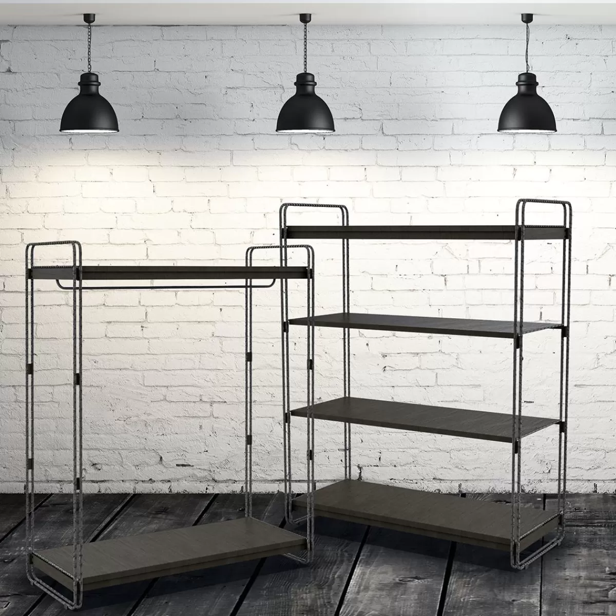 DecoWoerner LOFT Central Compartment Pod, With Clothes Rail, 124 X 153 Cm