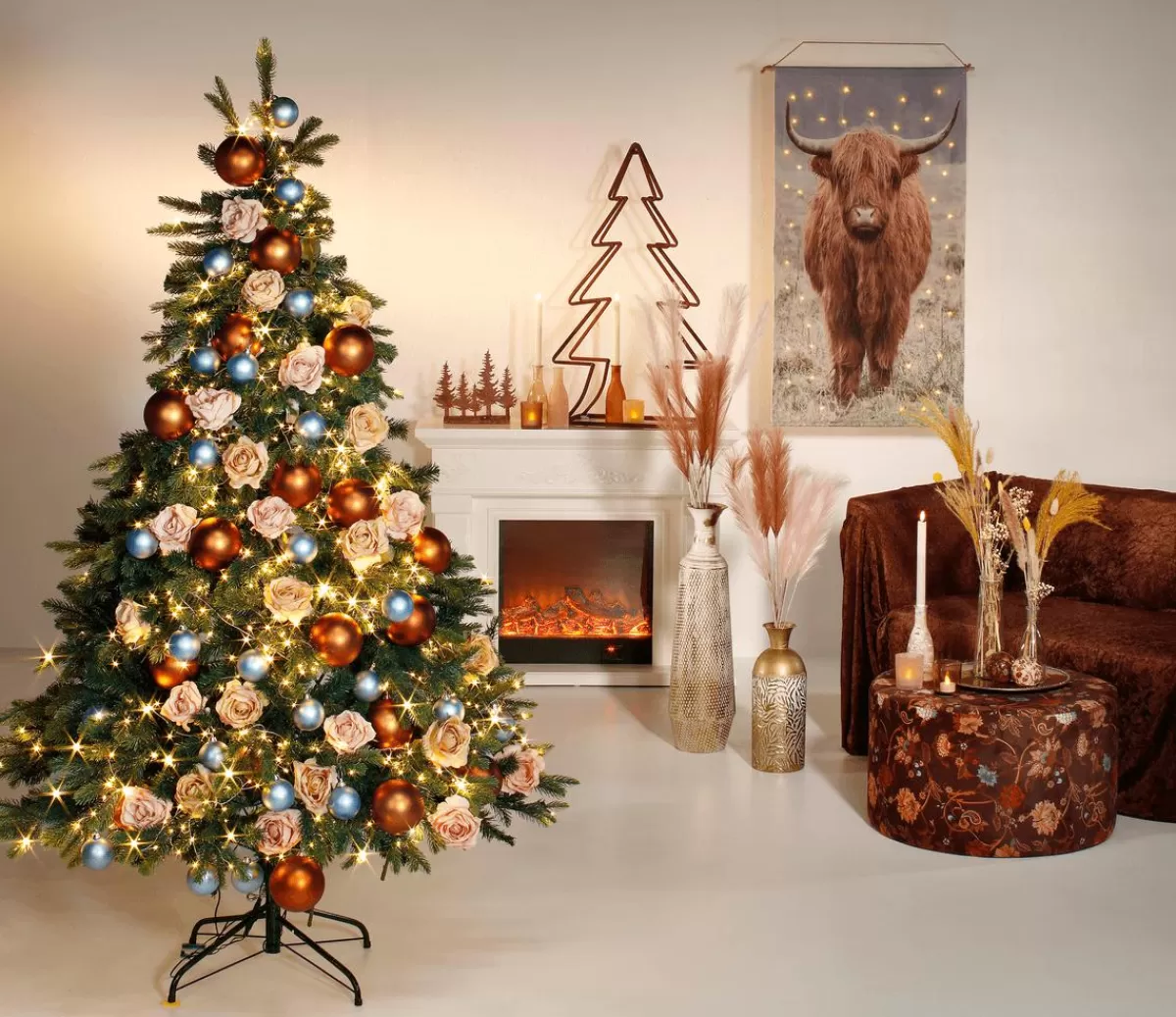 DecoWoerner Metal Fir Silhouette With Patina 49 X 23 X 90 Cm
