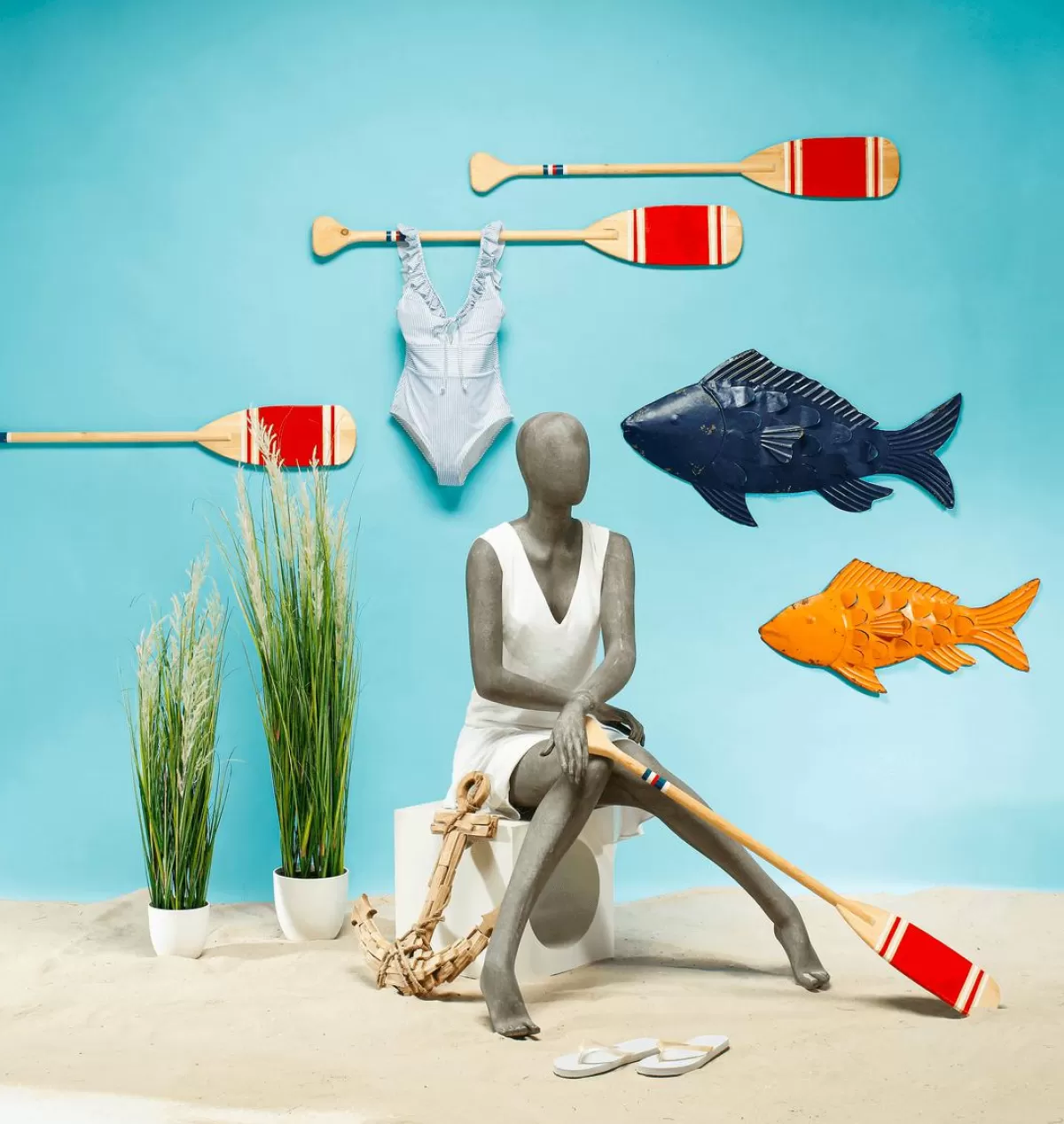 DecoWoerner Metal Fish Wall Decoration With Rust Spots 71 Cm