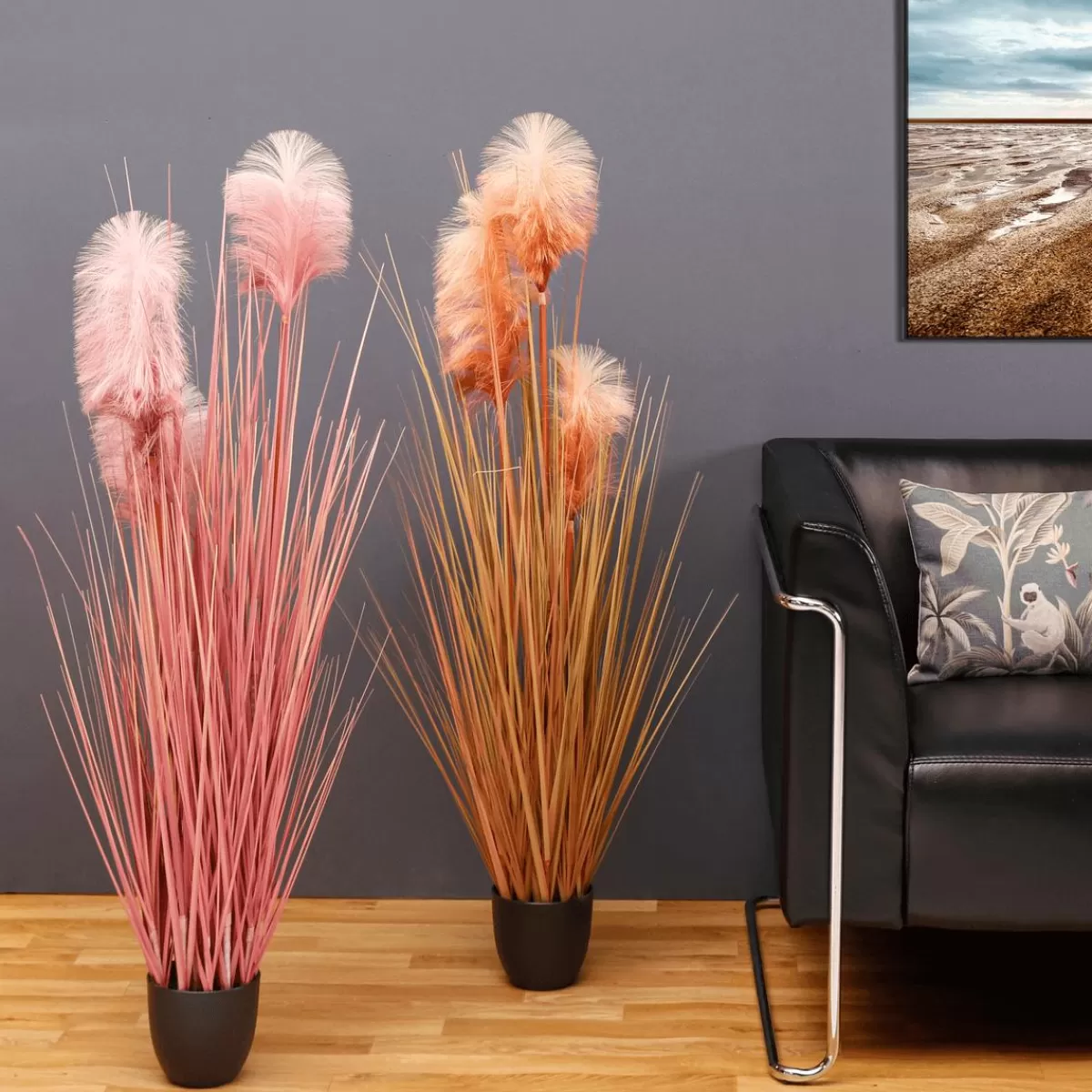 DecoWoerner Coloured Decorative Pampas Grass In Black Pot 117 Cm