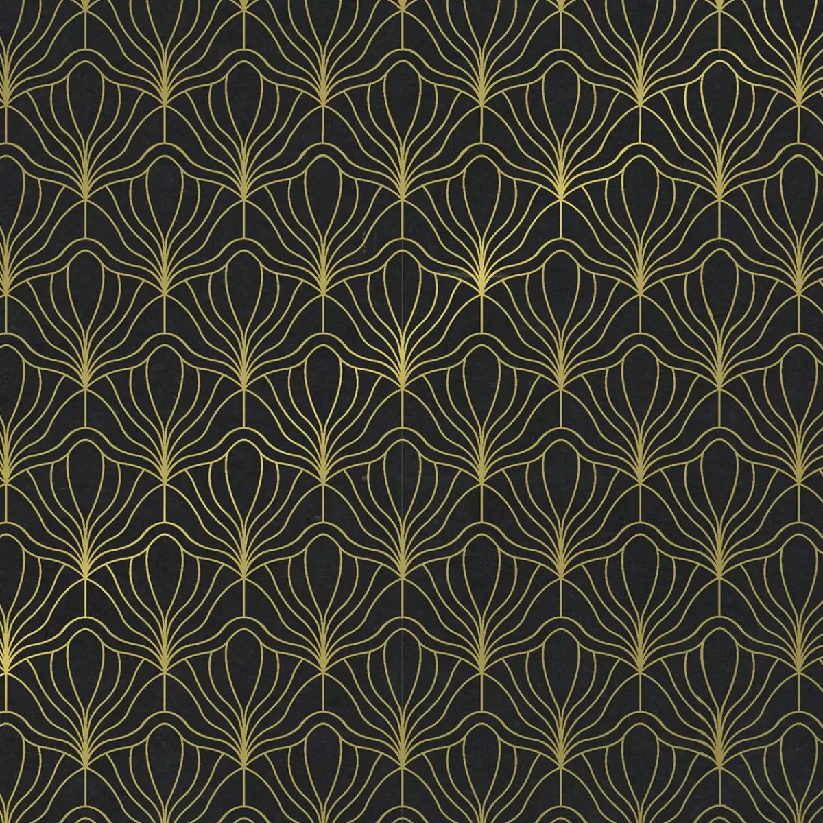 DecoWoerner Recycled Kraft Paper With Golden Fan Motif - 50 M Wrapping Paper Roll