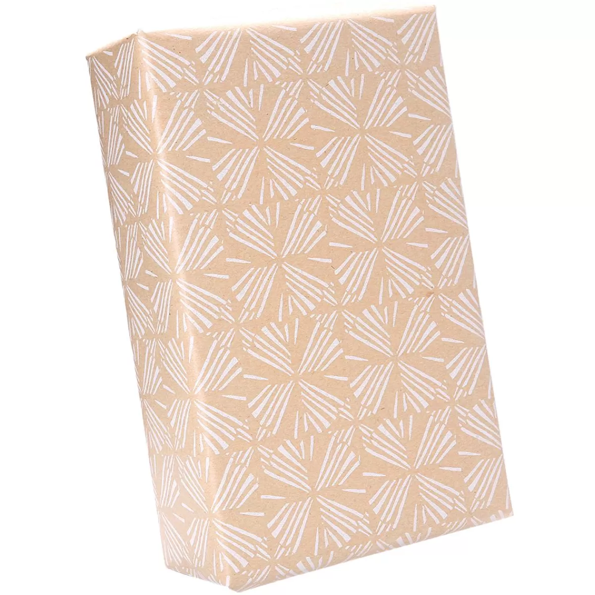 DecoWoerner Recycled Kraft Paper With White Geometric Patterns - 50 M Wrapping Paper Roll