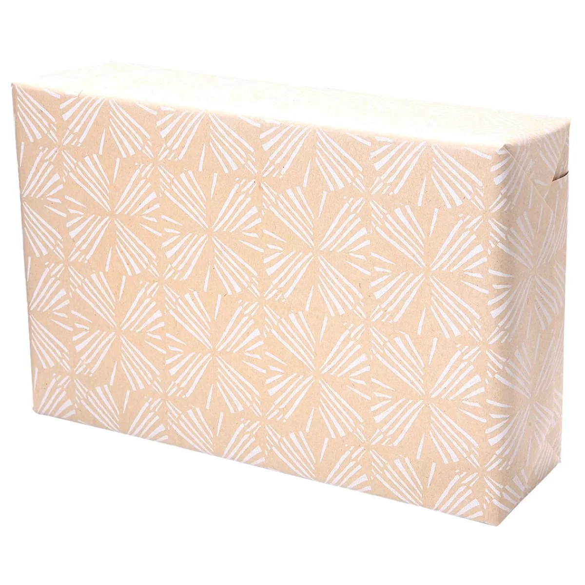 DecoWoerner Recycled Kraft Paper With White Geometric Patterns - 50 M Wrapping Paper Roll