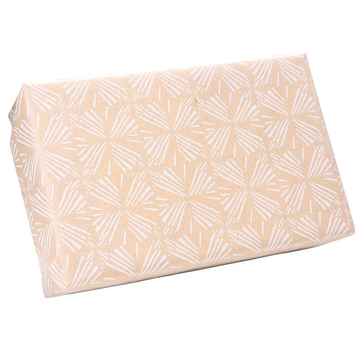 DecoWoerner Recycled Kraft Paper With White Geometric Patterns - 50 M Wrapping Paper Roll