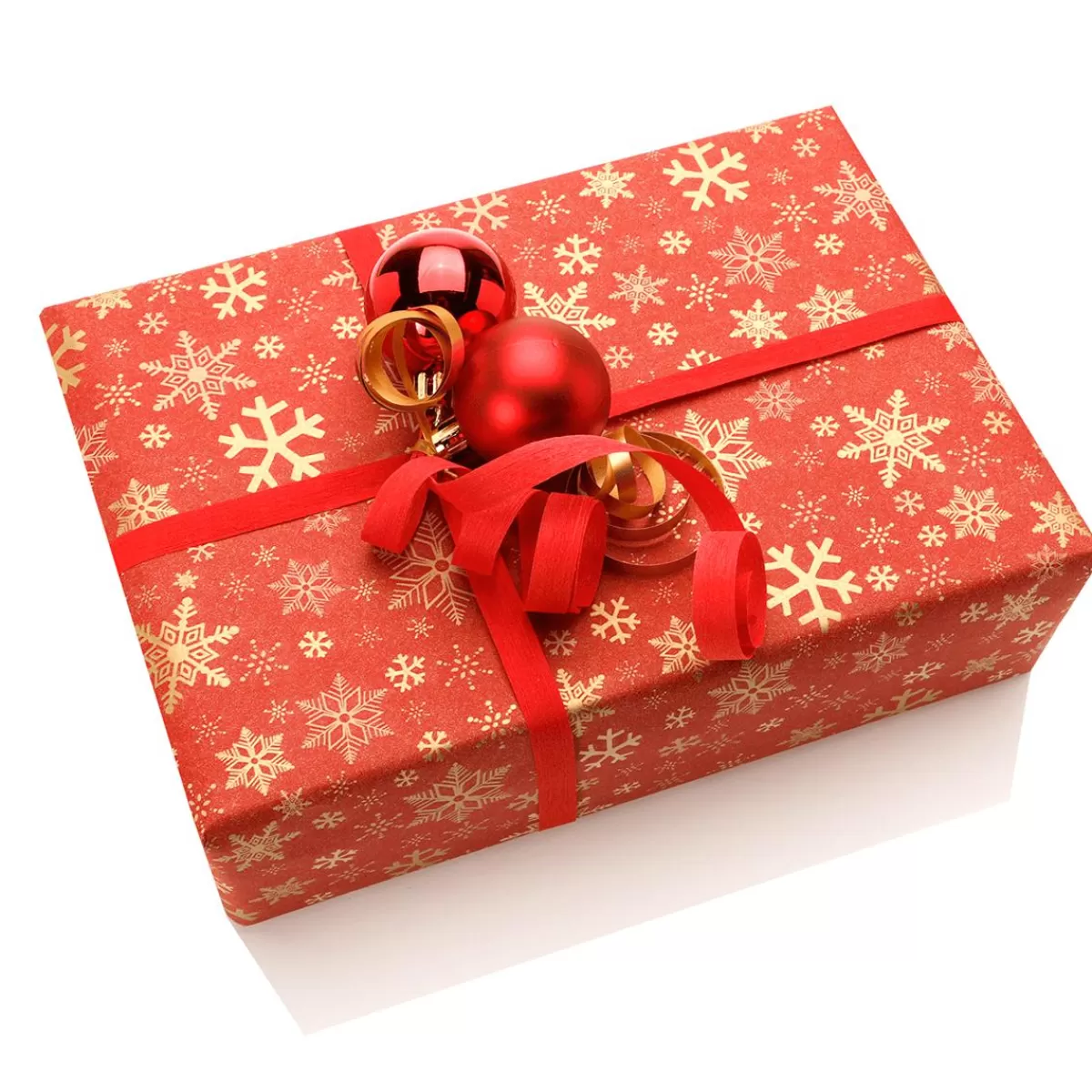 DecoWoerner Recycled Kraft Paper With Golden Snowflakes - 50 M Roll Of Wrapping Paper