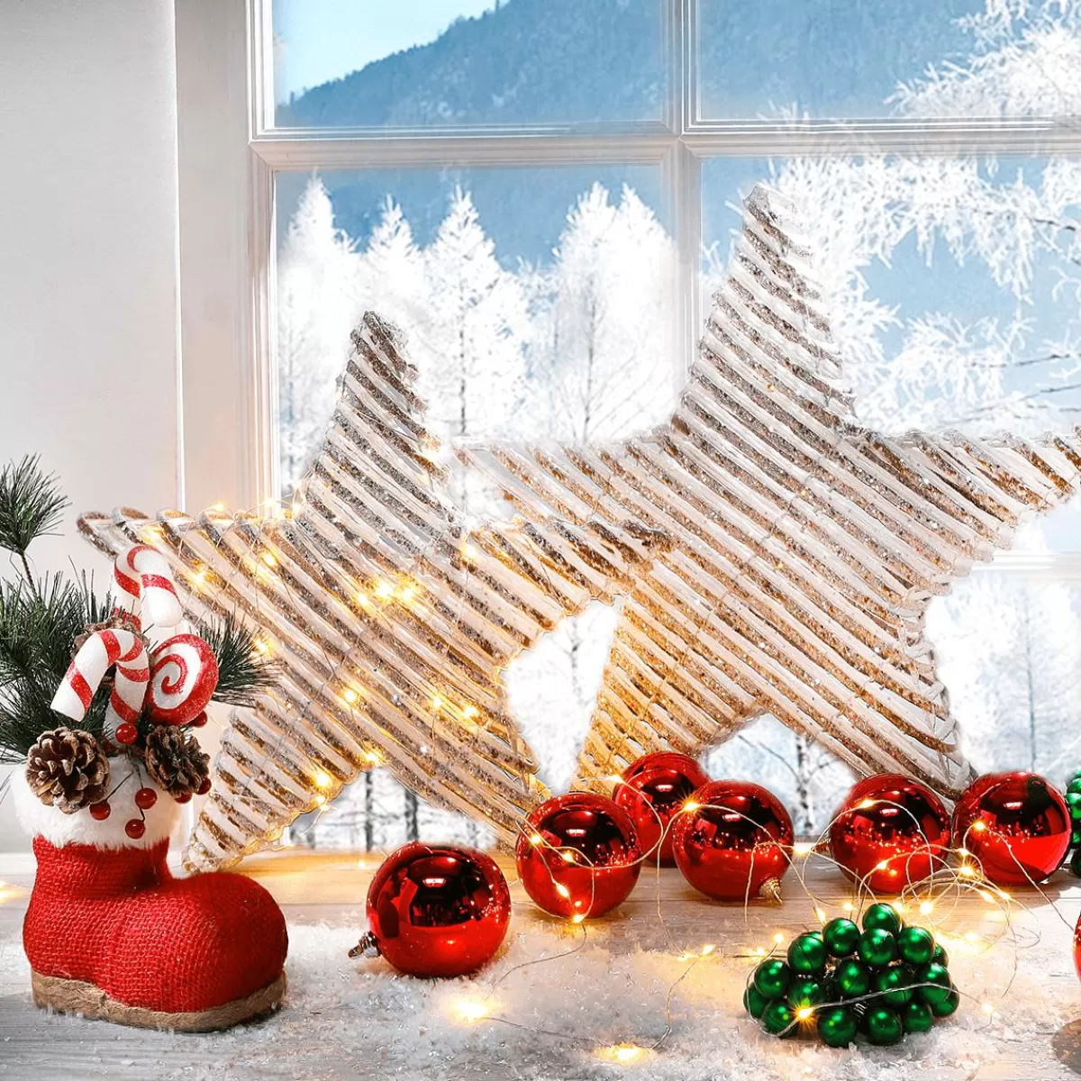 DecoWoerner , Shiny Christmas Baubles Made Of Flame Retardant Plastic 6 Cm Ø - 24 Pieces