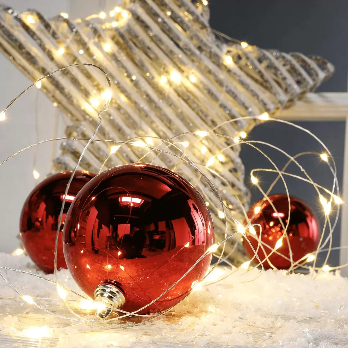 DecoWoerner , Shiny Christmas Baubles Made Of Flame Retardant Plastic 6 Cm Ø - 24 Pieces