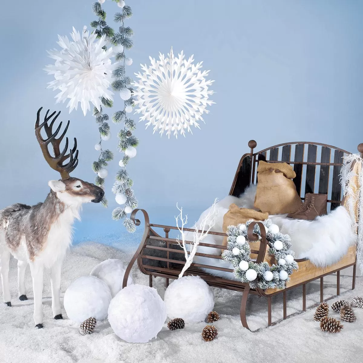 DecoWoerner Rustic Vintage Deco Sleigh 166 X 109 X 111 Cm Made Of Wood And Metal