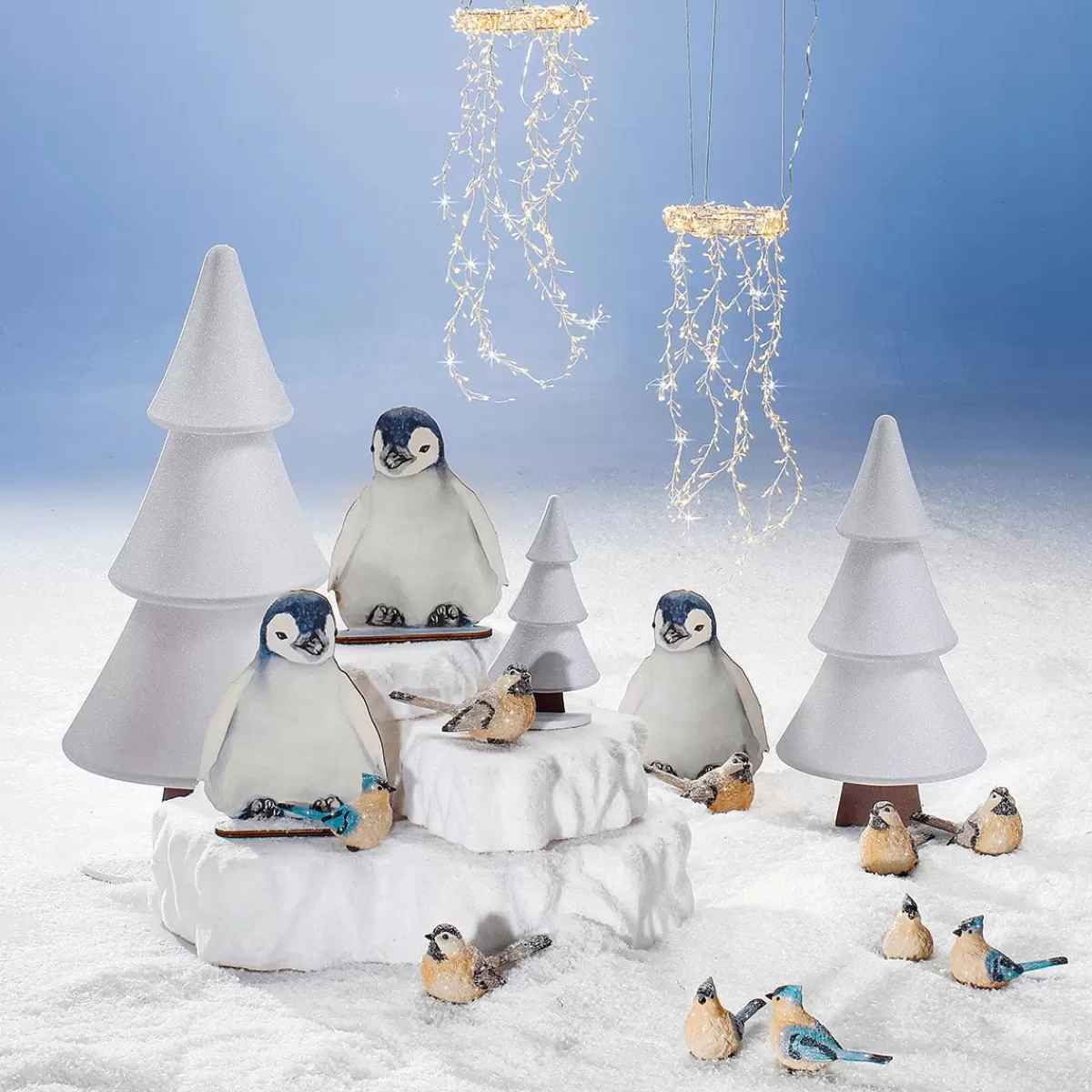 DecoWoerner Snow Fir Stand With Glitter 17 X 34 Cm Silver