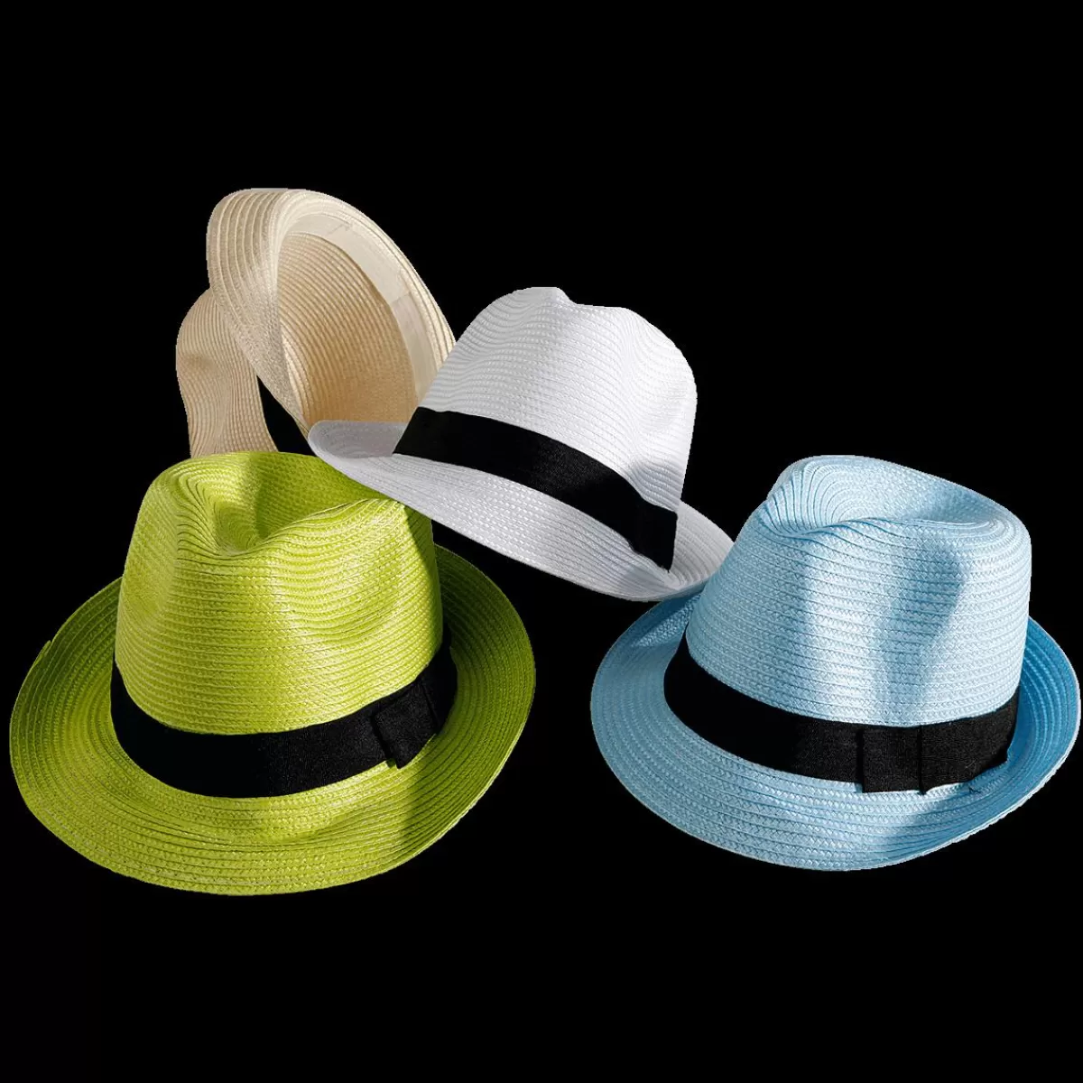 DecoWoerner Straw Hat Light With Black Band 30 X 25 X 15 Cm (L X W X H)