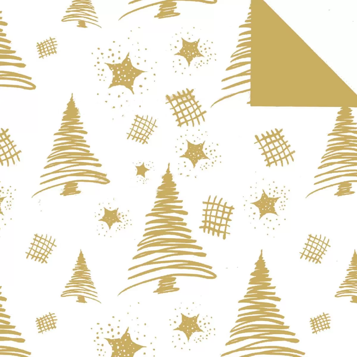 DecoWoerner Sustainable Double-sided Christmas Wrapping Paper With Fir Trees & Stars In - 50 M Gift Wrapping Paper Roll