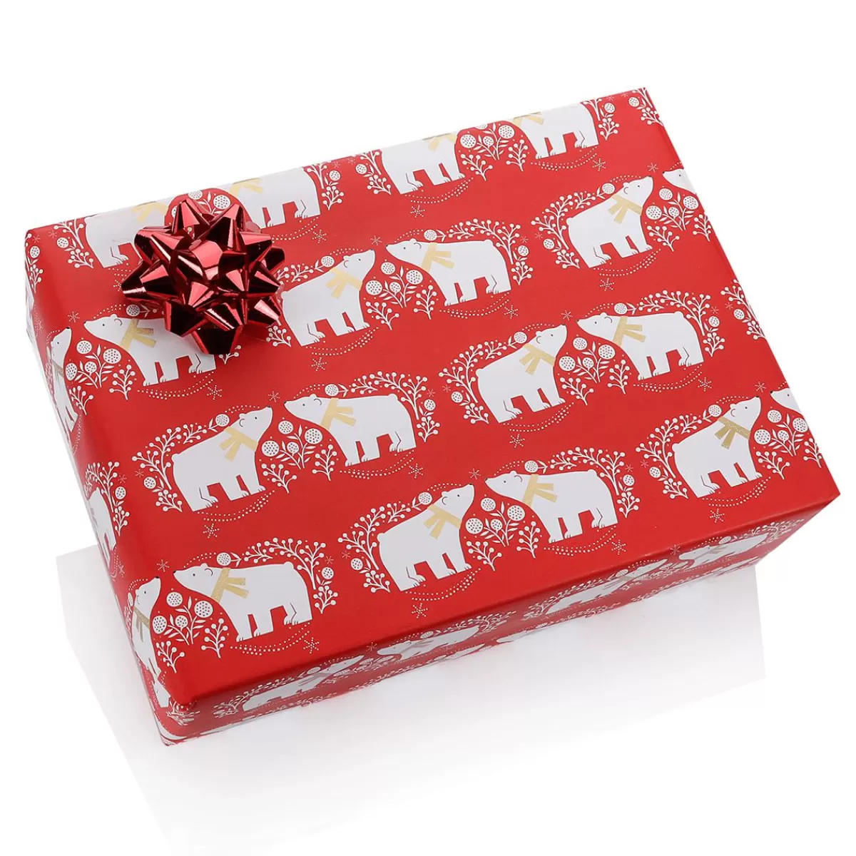 DecoWoerner Sustainable, Christmas Wrapping Paper With White Polar Bears - 50 M Gift Wrapping Paper Roll