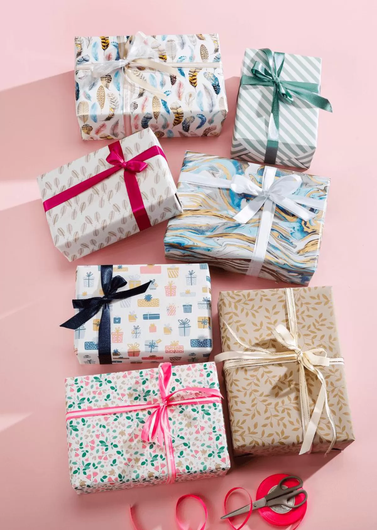 DecoWoerner Sustainable Sugar Beet Kraft Paper With & White Stripes - 50 M Wrapping Paper Roll