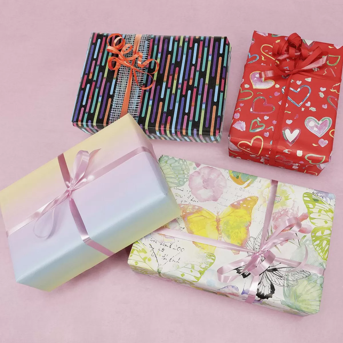 DecoWoerner Sustainable Wrapping Paper Colourful Hearts, , 50 Cm X 50 M