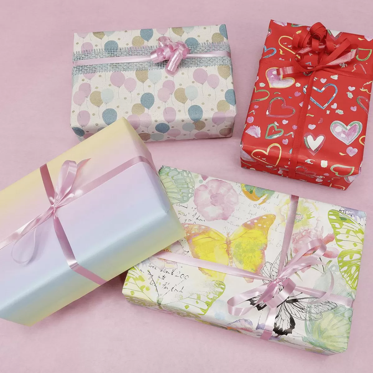 DecoWoerner Sustainable Wrapping Paper Colourful Hearts, , 50 Cm X 50 M