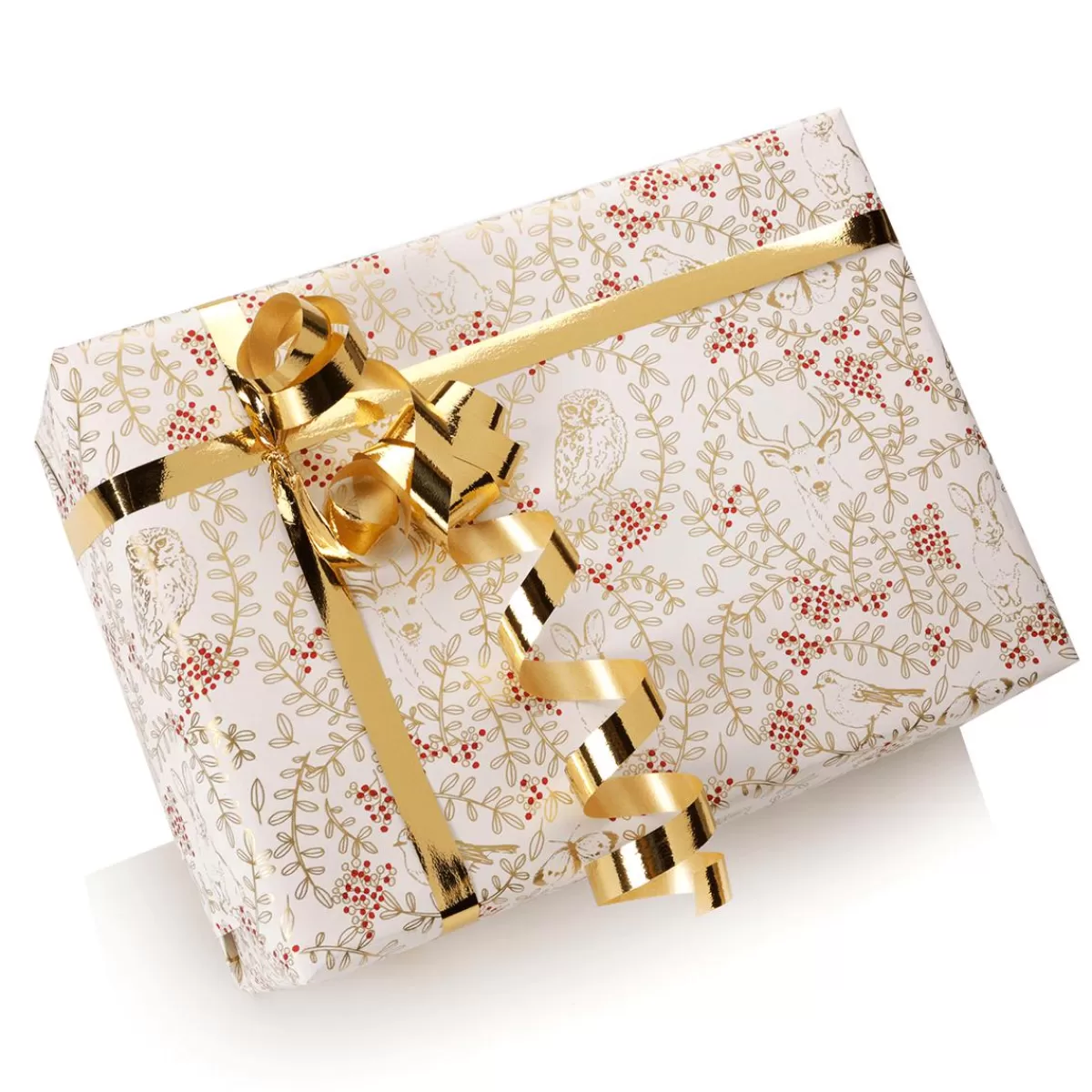 DecoWoerner Sustainable Wrapping Paper With Forest Animals, Vines And Red Berries - 50 M Wrapping Paper Roll
