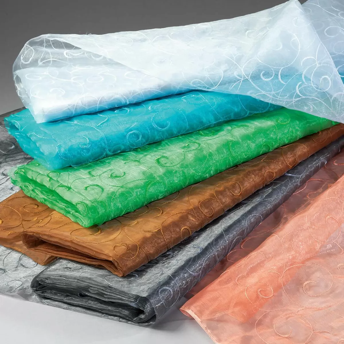 DecoWoerner Value Pack "Organza With Embroidered Tendrils", Ice 5 M