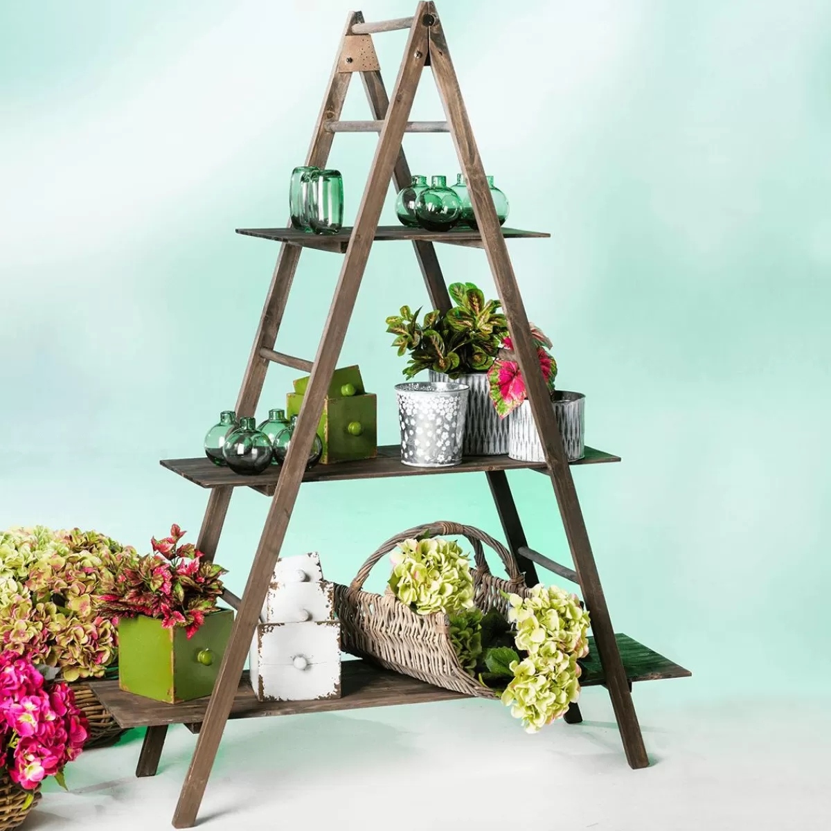 DecoWoerner Vintage Ladder-shelf , Height 150 Cm