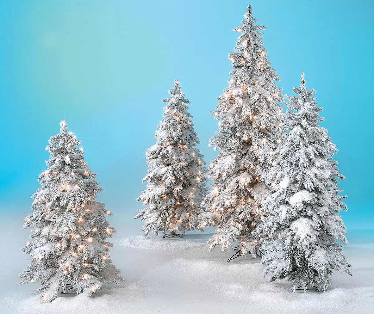 DecoWoerner Winter Christmas Tree, Snowy Luvi Artificial With LED Light, 160 Cm