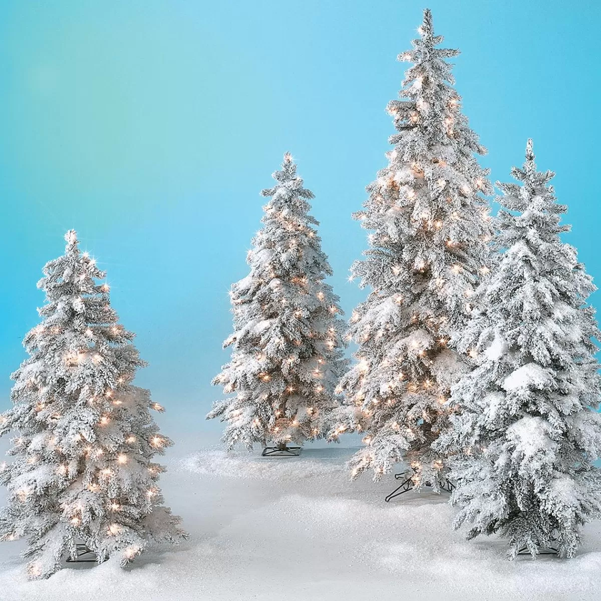 DecoWoerner Winter Christmas Tree, Snowy Luvi Artificial With LED Light, 210 Cm
