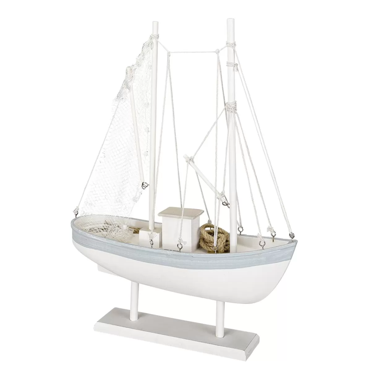 DecoWoerner Wooden Sailing Boat 60 Cm X 43 Cm X 14 Cm