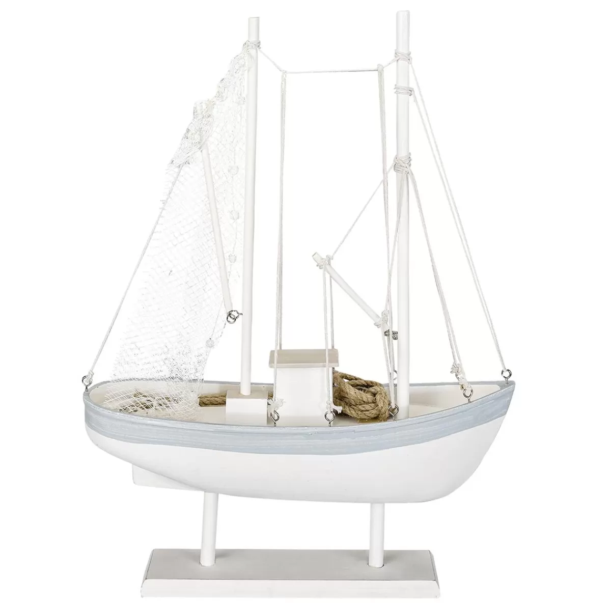 DecoWoerner Wooden Sailing Boat 60 Cm X 43 Cm X 14 Cm